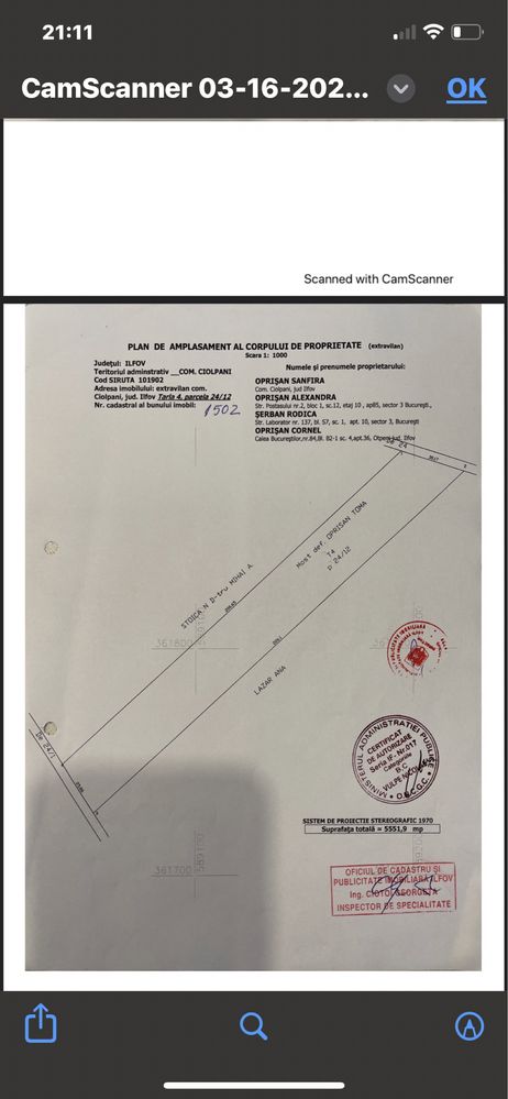 Teren Ciolpani Luparie,5550mp-30ml deschidere,drum asfaltat