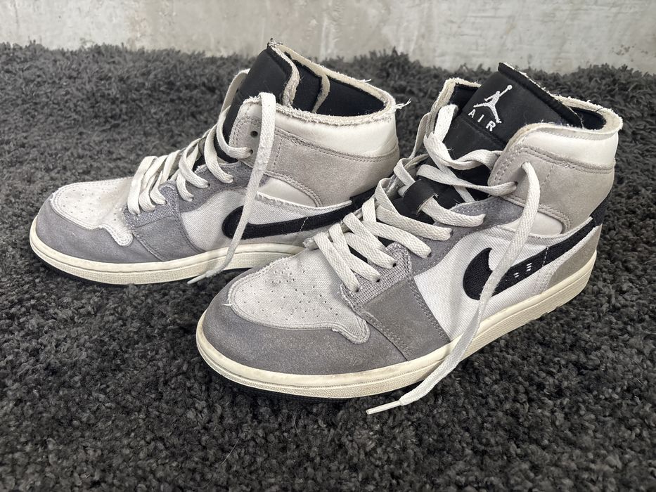 Air Jordan 1 Mid Trainers Cement Grey Black White Tech Grey Sail