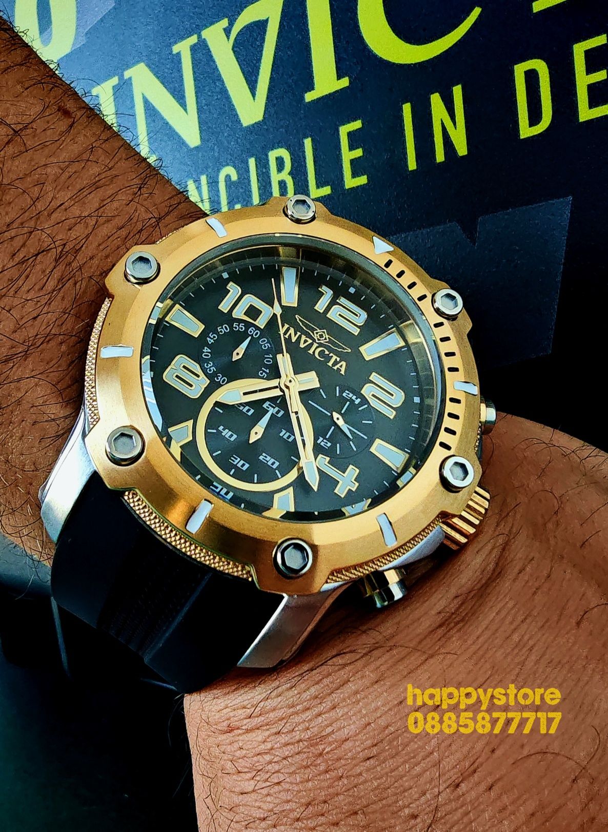 INVICTA Diver Gold/Silver 52 mm, Инвикта нов ръчен часовник