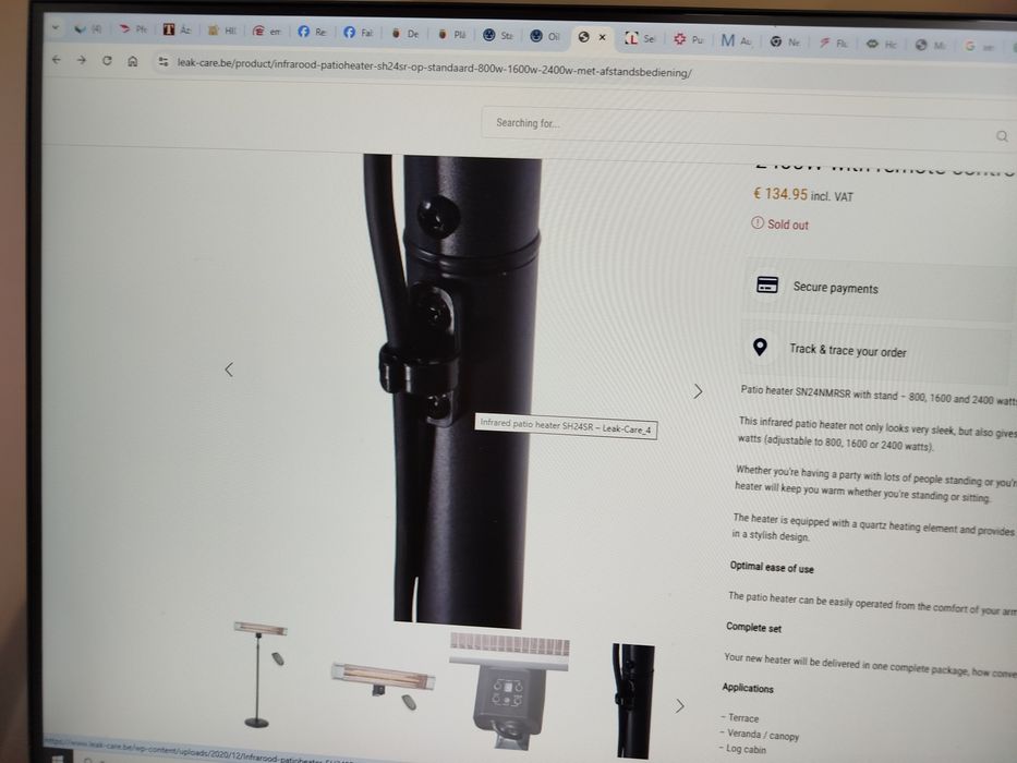 Incalzitor terasa infrared SH24SR  cu suport si telecomanda