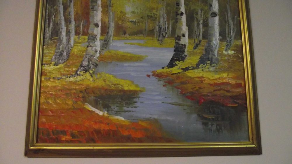 СТАРА картина - / Пейзаж - Брези /- масло - Супер -