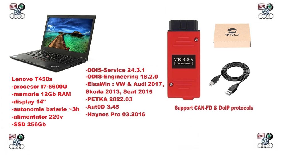 T450s +VNCI Vas6154 + SSD 256 Gb ,ODIS 24.3.1 + Elsa PETKA Haynes