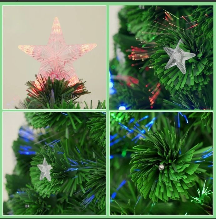 Brad artificial cu fibră optică luminoasă și LED-uri cu steluțe