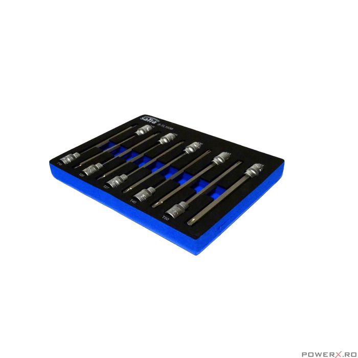 Trusa torx, biti, lungi 140 mm, 10 piese, 3/8" T10-T55, Satra