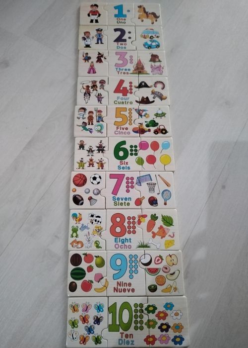 Puzzle lemn nou asociere numere 1-10 +3 ani 30 piese