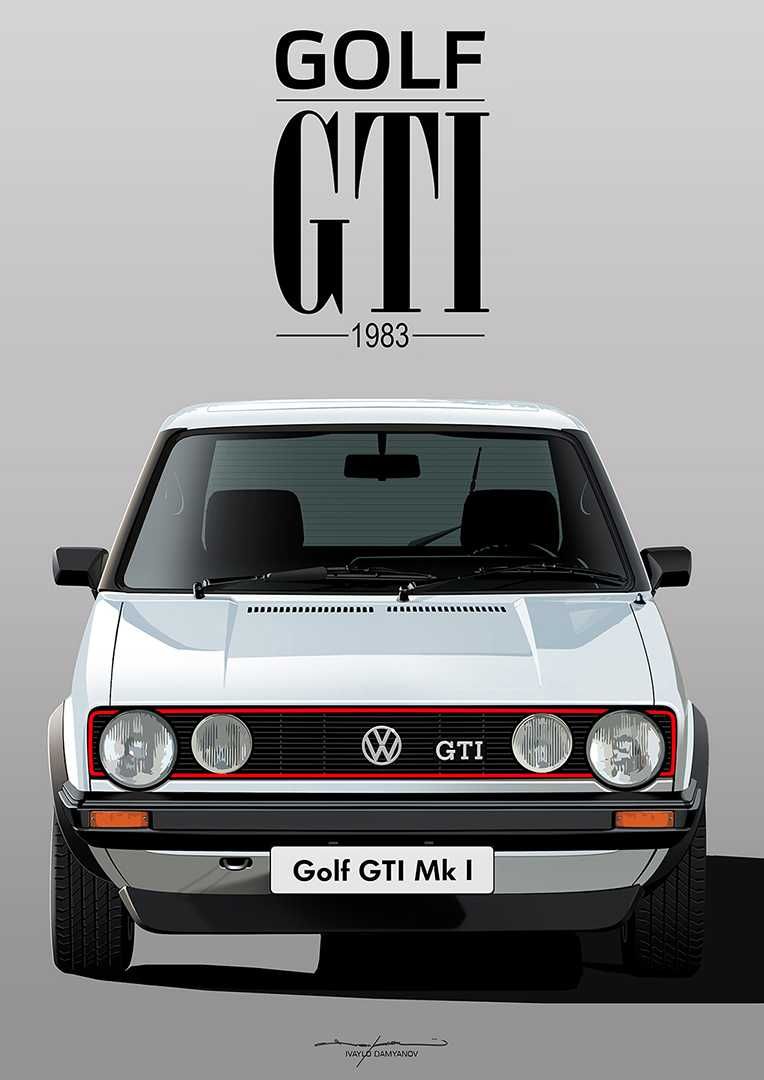 ПОСТЕР: Илюстрация на Volkswagen Golf GTI mk1