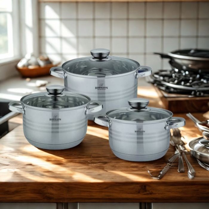 Комплект тенджери от неръждаема стомана Bohmann, Класика и удобство за