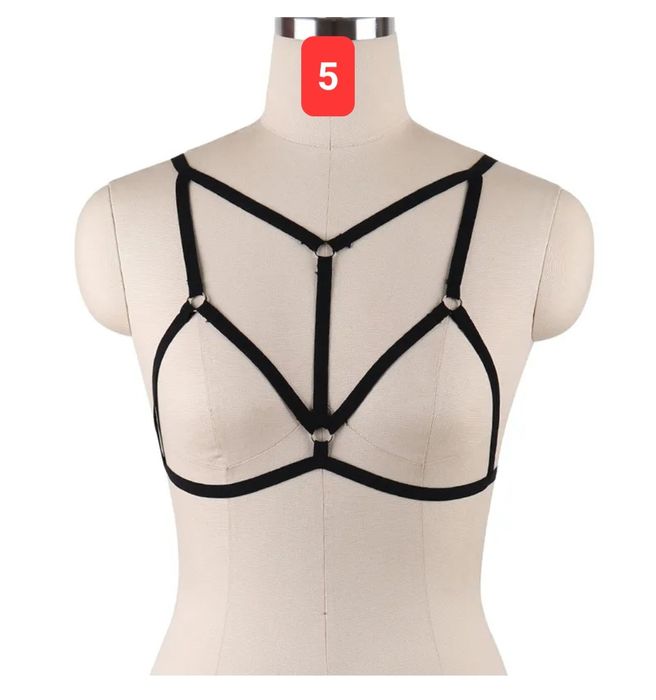 Bretele sutien decolteu decorative negru harness bra straps goth