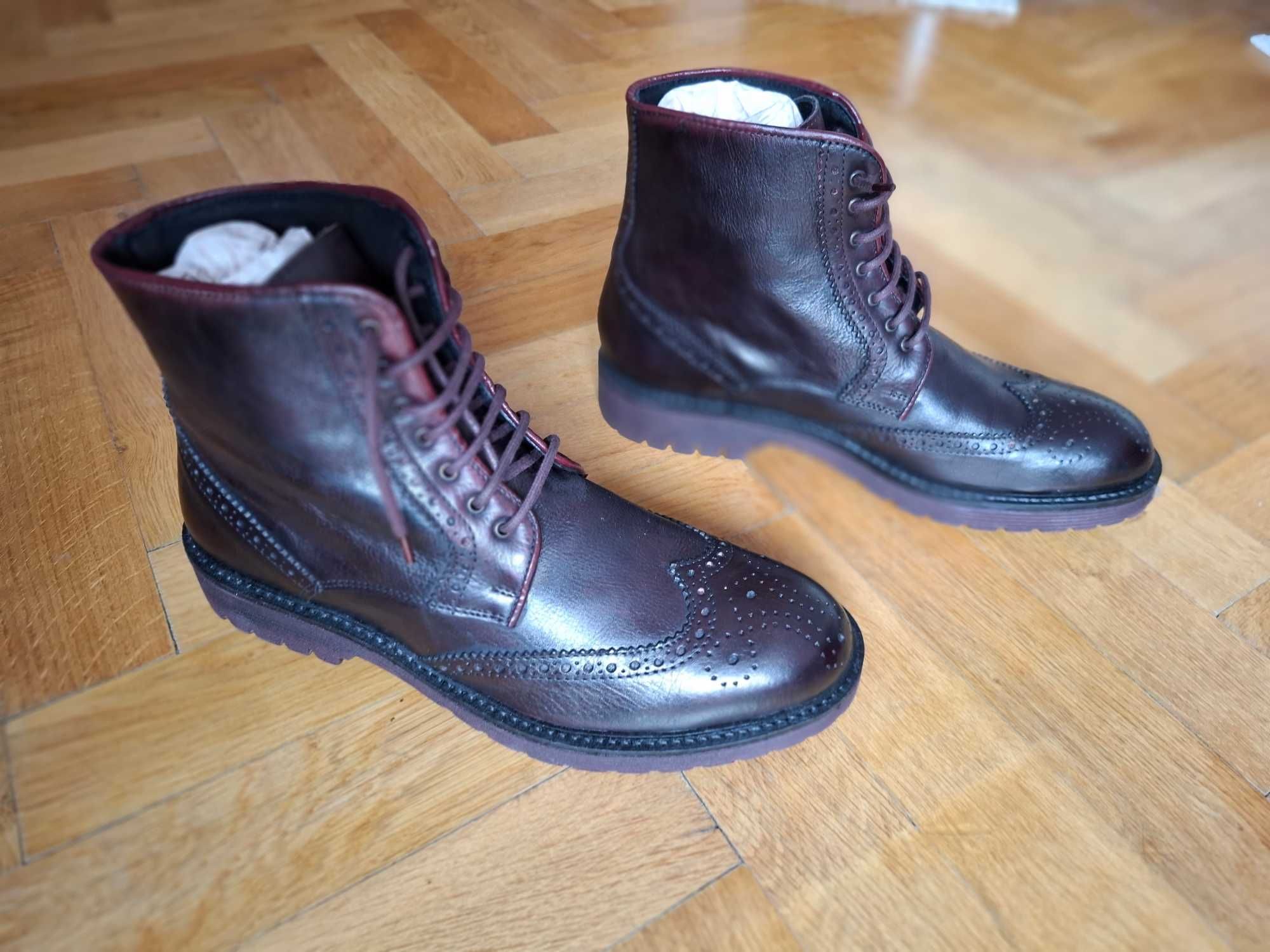 Ghete cizme oxford Massimo Dutti, bărbătești, piele naturala, maro, 42
