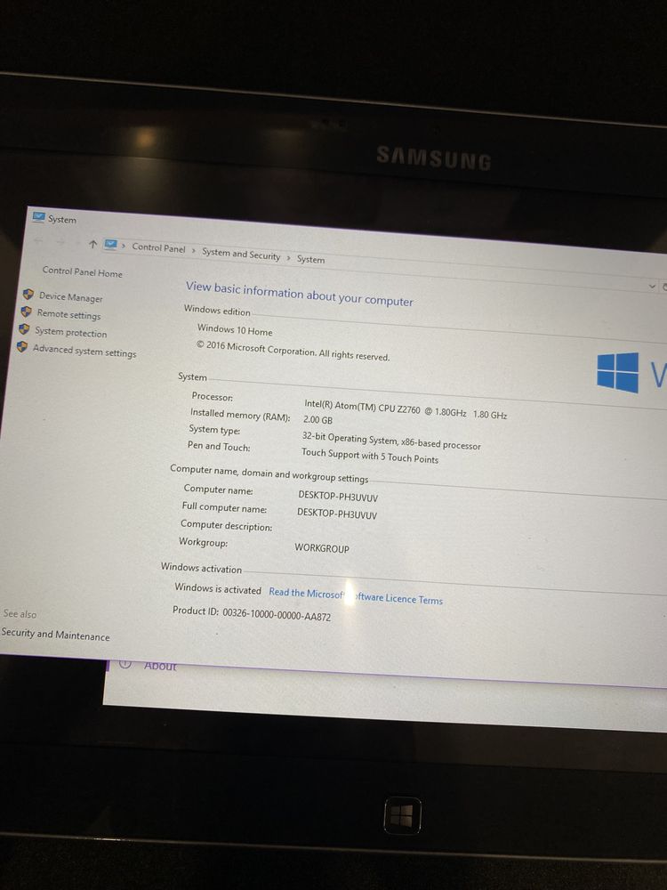 Tableta laptop Windows Samsung 500T