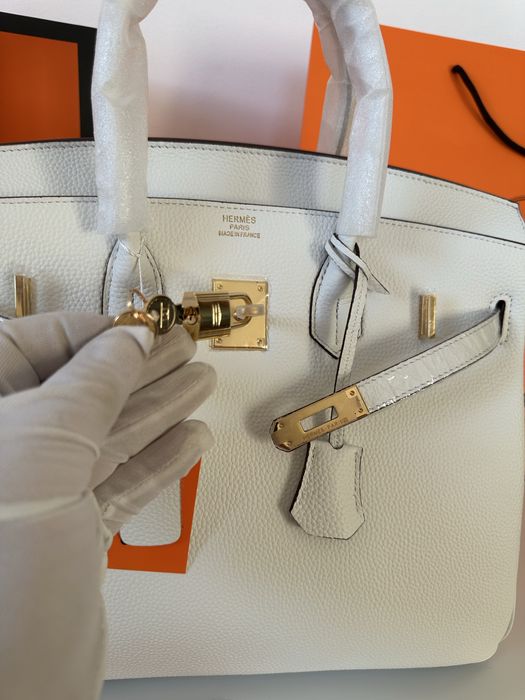 Geanta Hermes Birkin 35 Alb/Accesorii Gold