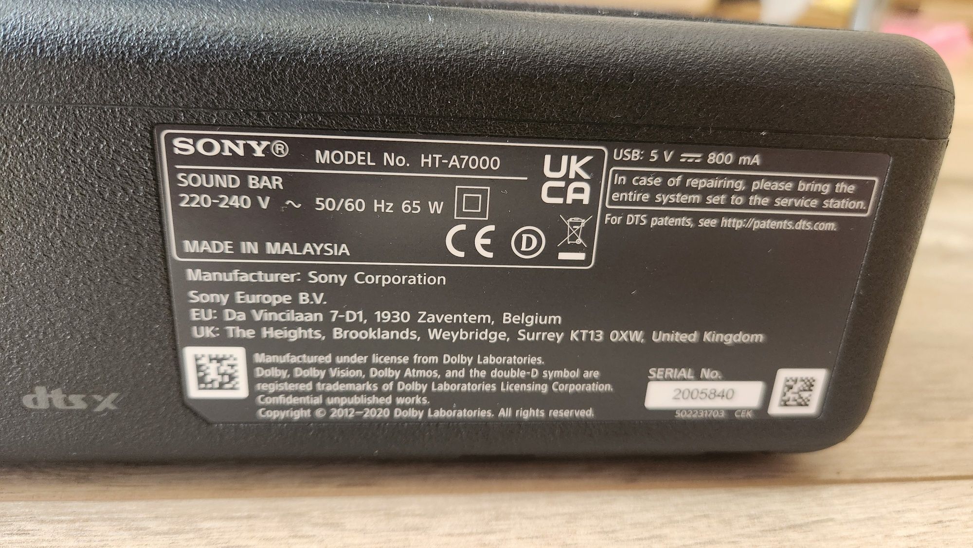 Саунбар Sony A7000 + Sony RS5 Dolby Atmos