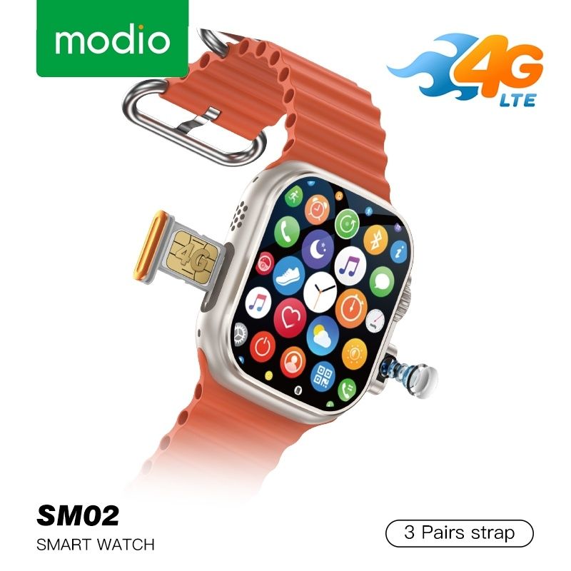 Modio Sm02 Смарт-часы Камера Sim-карта 4g Три 3 пары ремешка