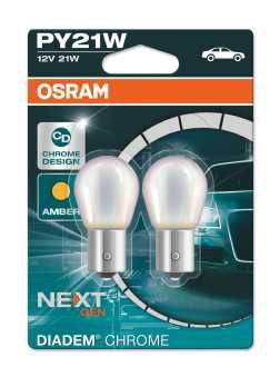 SET Becuri auto Osram Diadem Chrome PY21W 2x2 Nou Sigilat Original