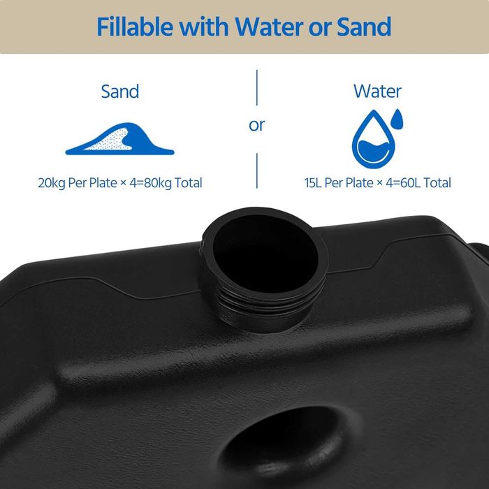 Baza umbrela 4 bucati, umplere cu apa sau nisip |R 592707 Black