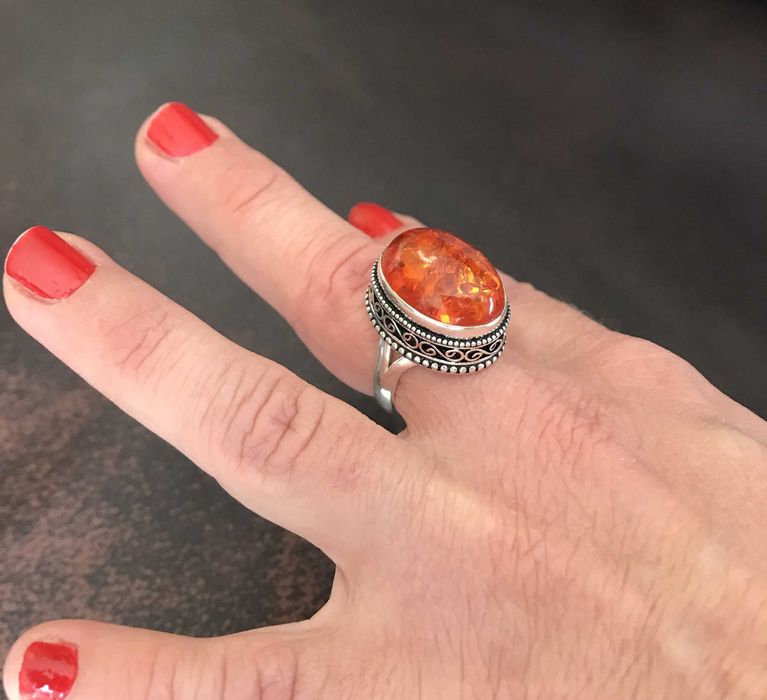 Inel Argint 925 cu Piatra Semipretioasa Chihlimbar