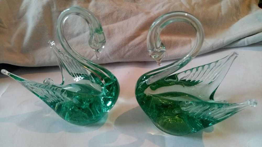 Винтажные Лебеди из богемского стекла, советский период