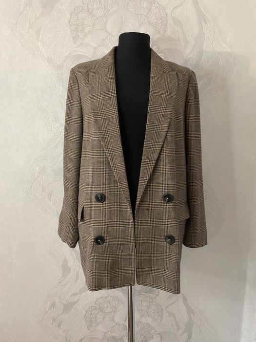 Massimo dutti, размер 46. Двубортный блейзер из смесовой шерсти.