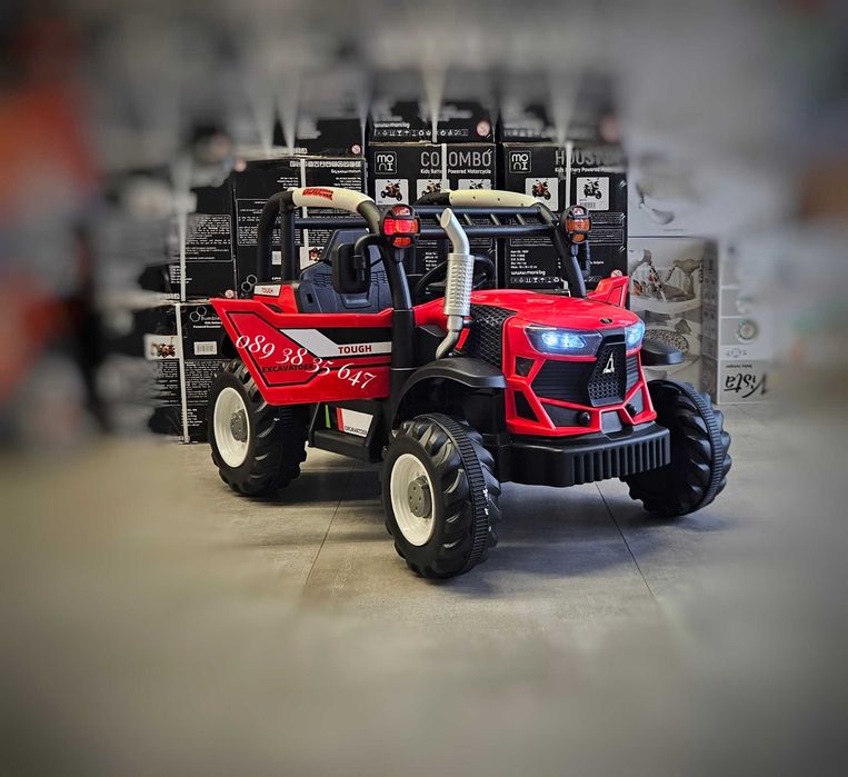 ТОП ЦЕНА!НОВО!Акумулаторен трактор HARVEST RED с 12V,дистанционно,USB