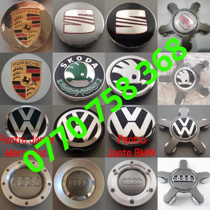 Capace jante aliaj AUDI Skoda Seat Porsche VOLKSWAGEN VW embleme roti
