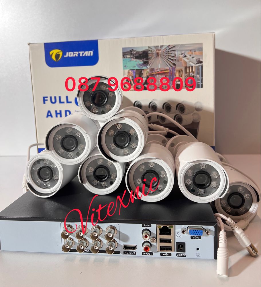 Чисто нов Фабричен пакет с 8 камери и кабели-"CCTV"Комплект