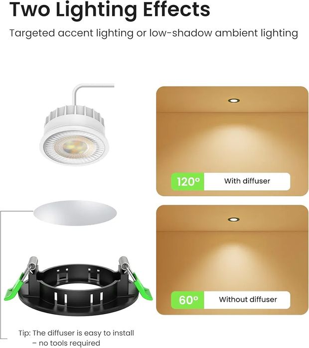 ALUSSO LED IP44 черни луни за вграждане димируеми 6W,540lm тънки 25 мм