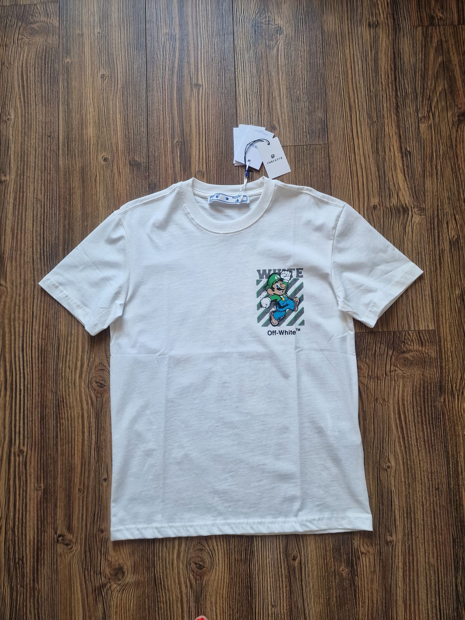 Страхотна мъжка тениска OFF WHITE & MARIO размер S M L XL