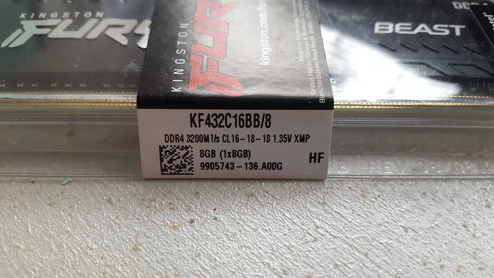 Kingston Fury HyperX DDR4 8GB 3200Mhz Новая, запечатанная.