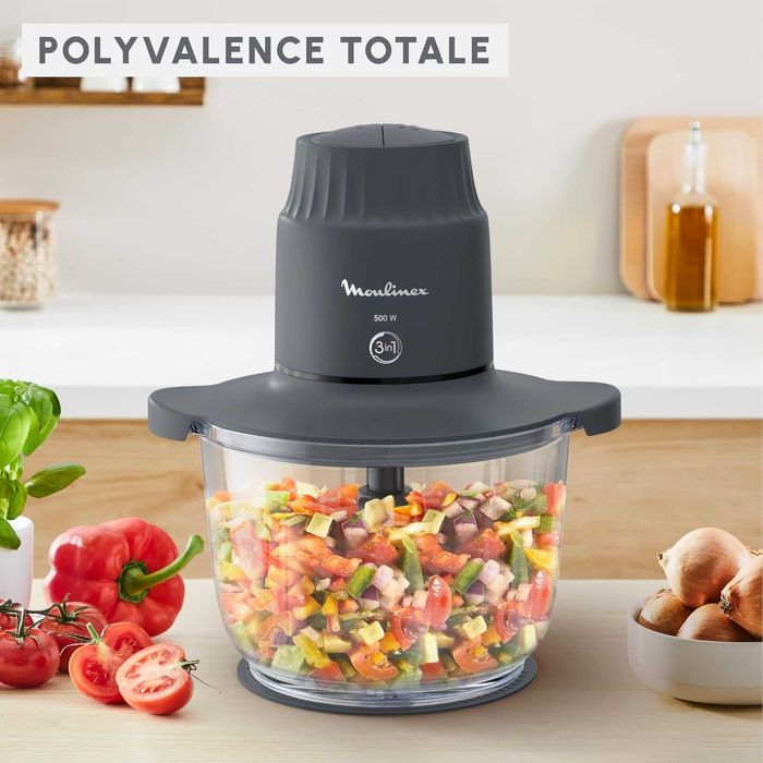 Чопър Moulinex DJ602110 3 в 1, Стъклен съд 1л., 2 Скорости, 500W