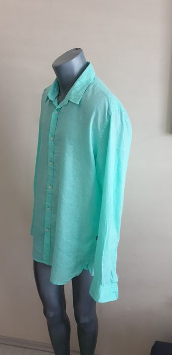 Hugo Boss Roger Stretch - Len Slim Fit  2XL ОРИГИНАЛ Мъжка Ленена Риза