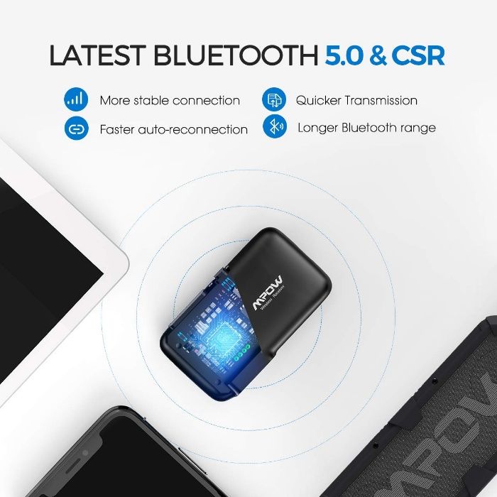 Mpow Bluetooth 5.0 трансмитер за телефон,кола,автомобил,Hi-Fi уредби