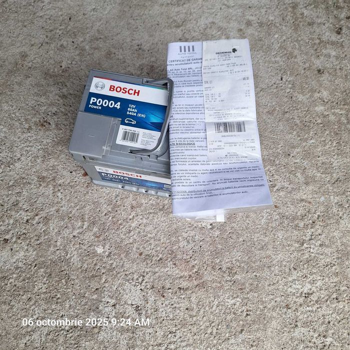 Vând Baterie Auto Bosch P0004 12V, 60Ah, 540A, Garanție 12luni Dedeman