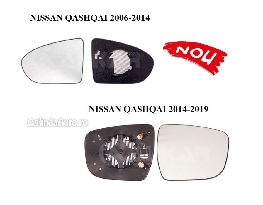 Oglinda NISSAN QASHQAI geam sticla oglinzi stanga dreapta MONTAJ GRAT