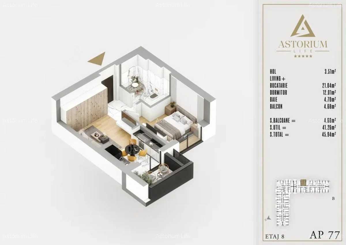 Studio Premium în Ansamblu Rezidențial Nou Finisaje de Lux Comision 0%