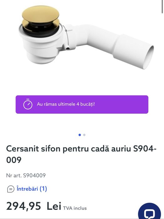 Vand Sifon cada click-clack Cersanit auriu lucios