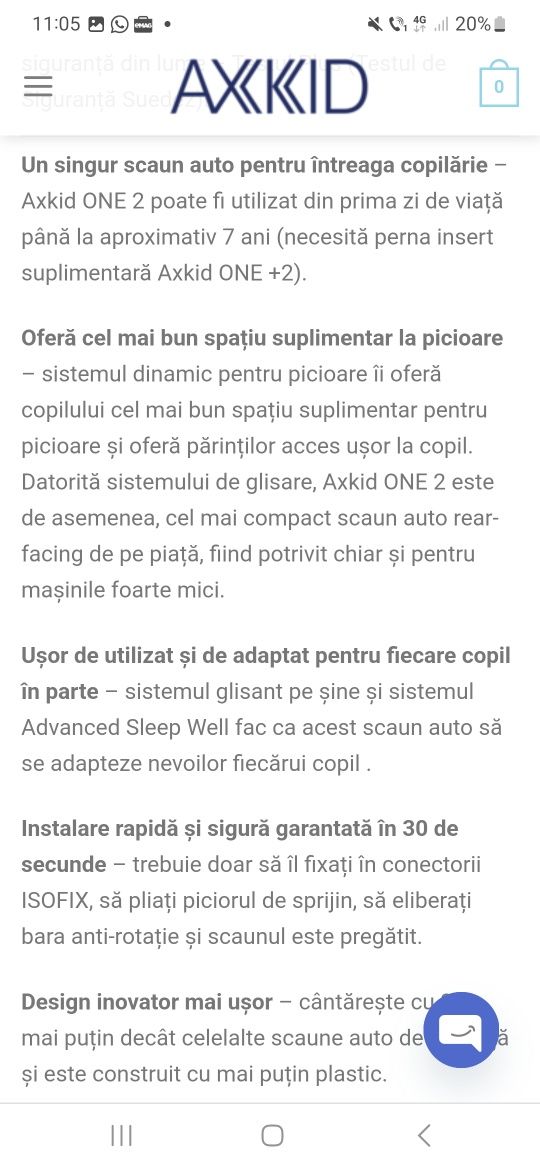 SCAUN AUTO COPII I-SIZE AXKID ONE 2 + husa de protecție