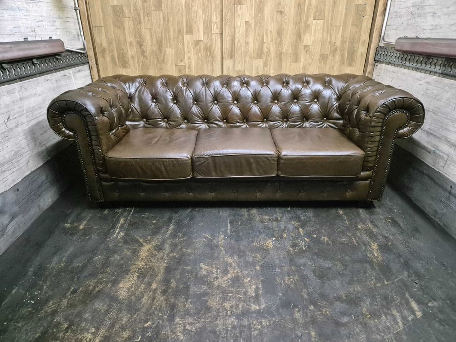 Chesterfield - canapea 3 locuri piele naturala