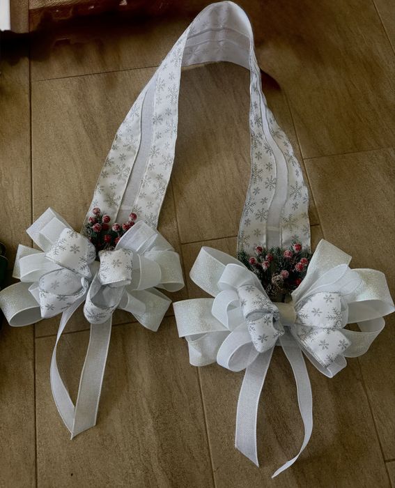 Коледна украса за врата,двойна,от двете страни, коледа,панделка