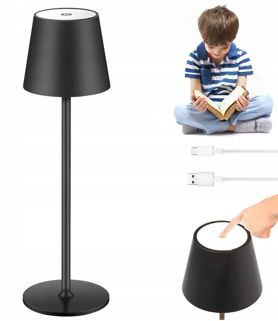 Veioza / Lampa Metalica de birou LED reîncărcabilă, 10h autonom, touch