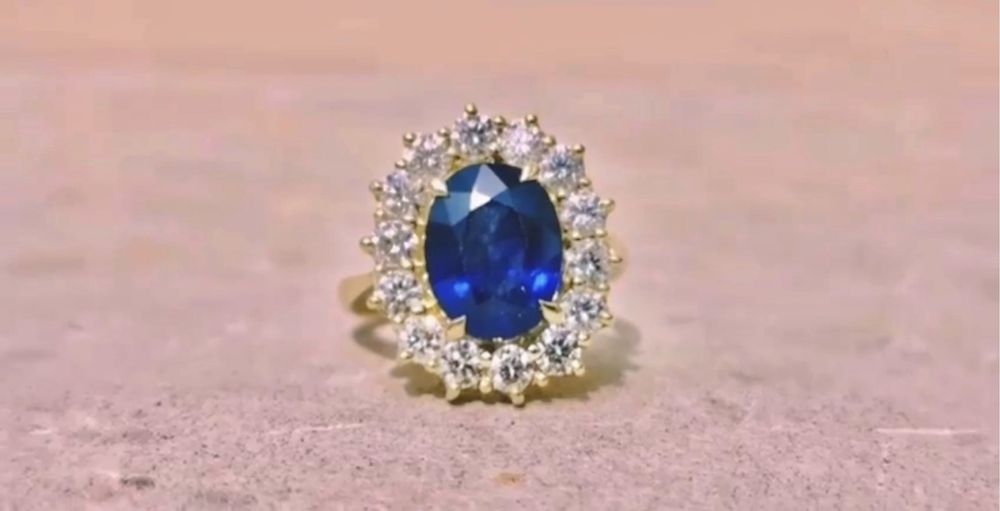 Inel Unicat din aur 18k cu safir albastru