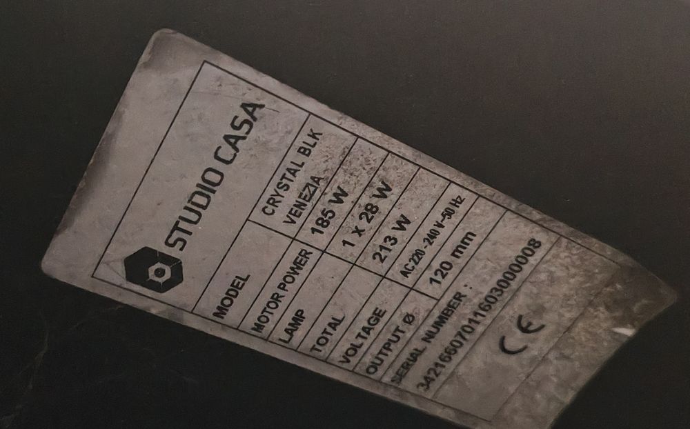 Hotă Studio Casa cristal black venezia, 60 cm