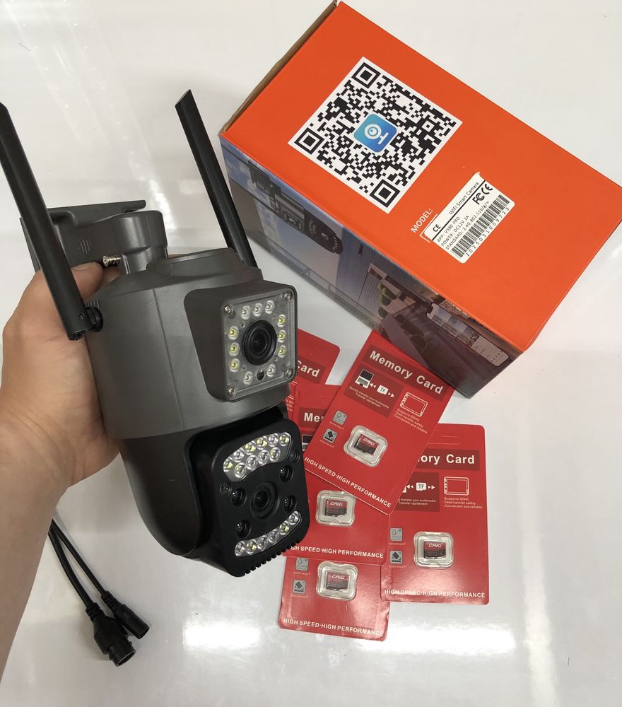 Camera Rotativa Supraveghere 2 Lentile 6Mp Long IR Color IP66 Sd-64Gb