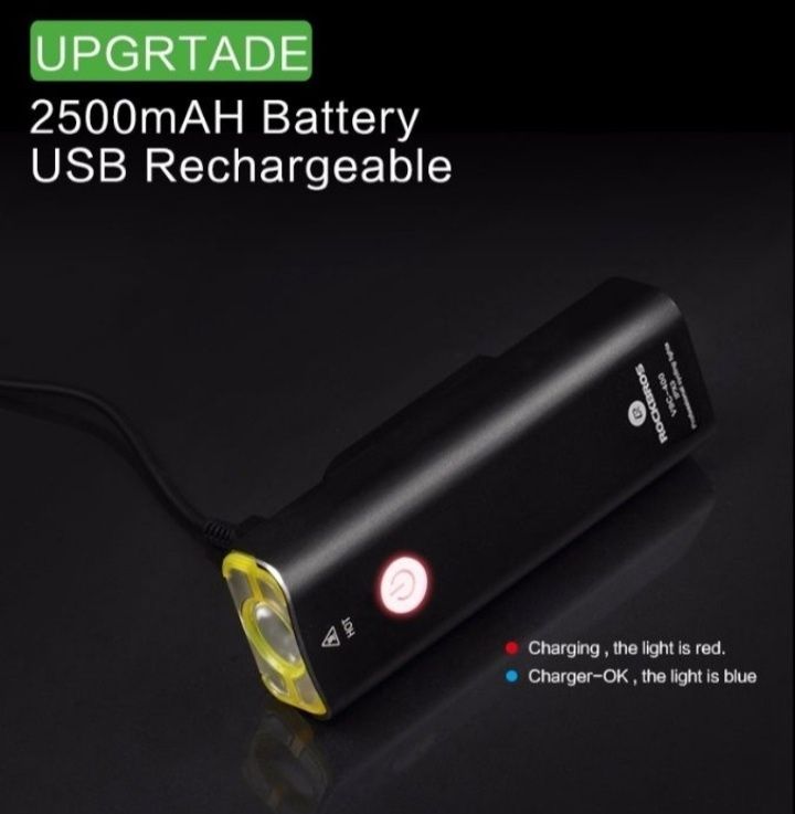Lanterna USB far Rockbros V9C-400 led cree XPG-2 trotineta IPX 3