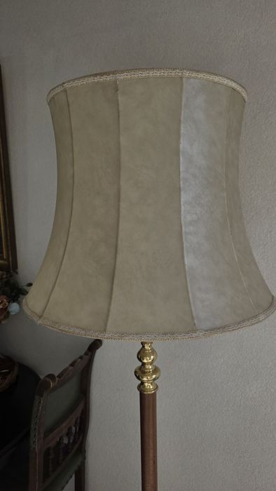 Lampa lemn metal si piele