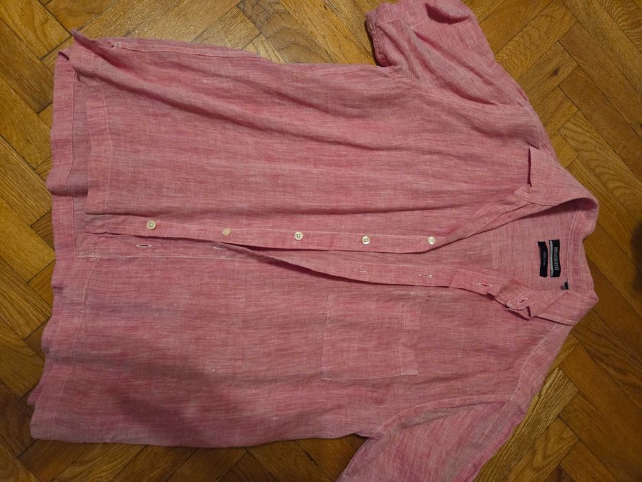 Мъжка ленена риза с къс ръкав